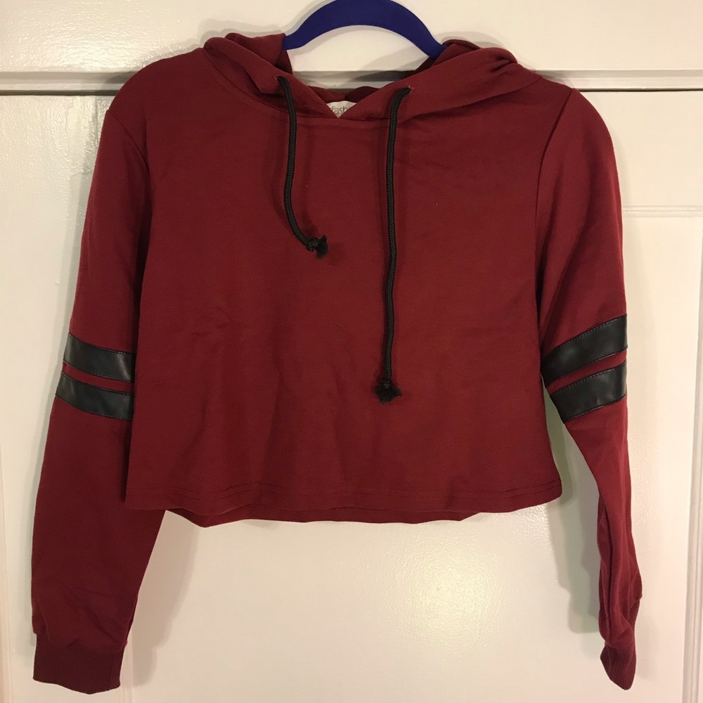 Burgundy Cropped Sweatshirt